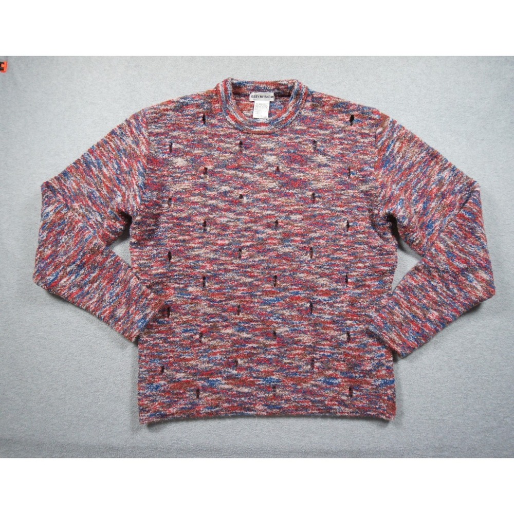 Vintage Issey Miyake Sweater Mens Medium Knit Crewneck Pullover Designer Holes